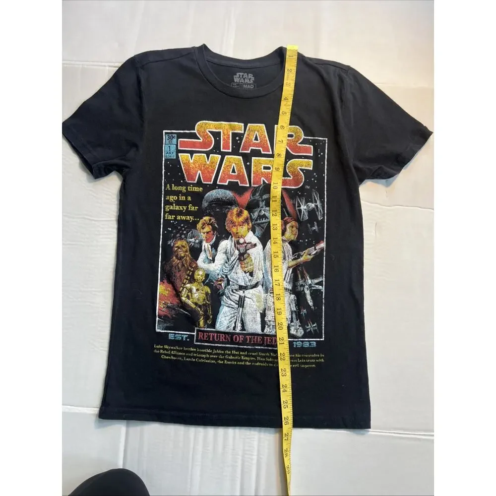 Star Wars Return Of The Jedi Distressed Graphic T Black Vintage Style Retro M - Picture 4 of 6